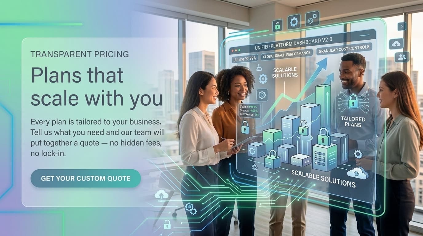 Transparent pricing — plans that scale with you, tailored to your business with no hidden fees and no lock-in